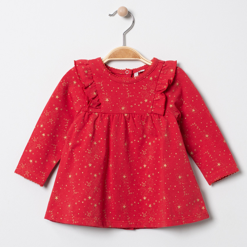 Tunique manches longues à étoiles dorées all-over 