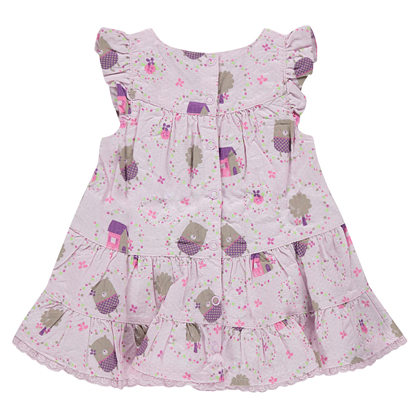 Robe manches courtes volantée avec oursons all-over 