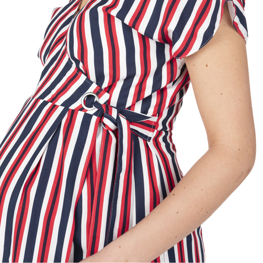 Robe manches courtes esprit kimono à rayures verticales 