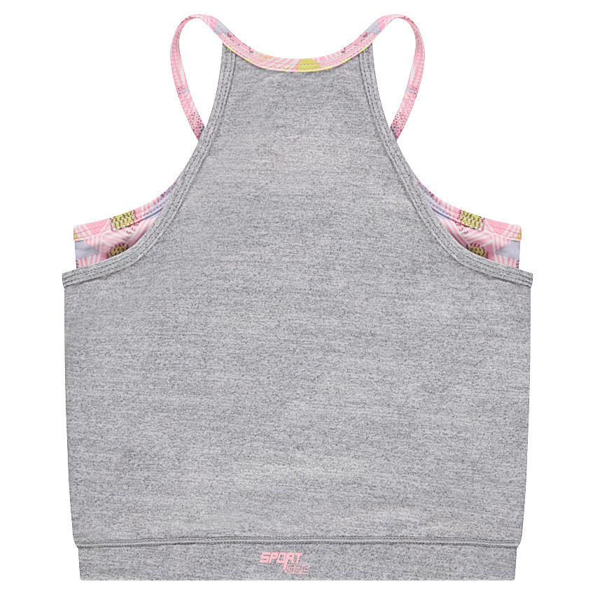 Crop top uni avec brassière intégrée imprimée all-over 