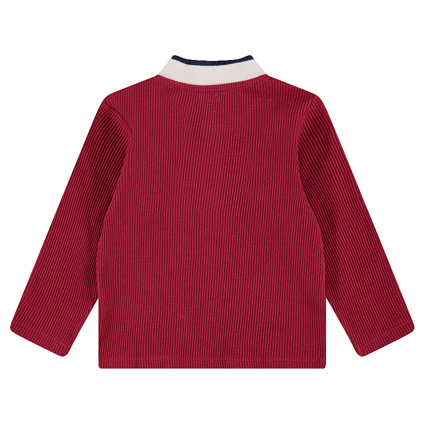 Tee-shirt manches longues en nid d'abeille avec poche en chambray 