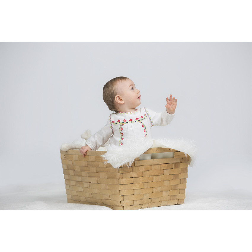 Tunique en coton avec broderies florales 