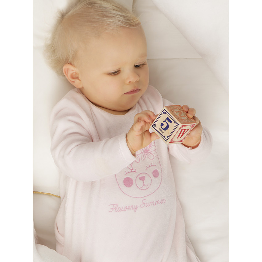 Dors-bien en velours avec ourson printé 