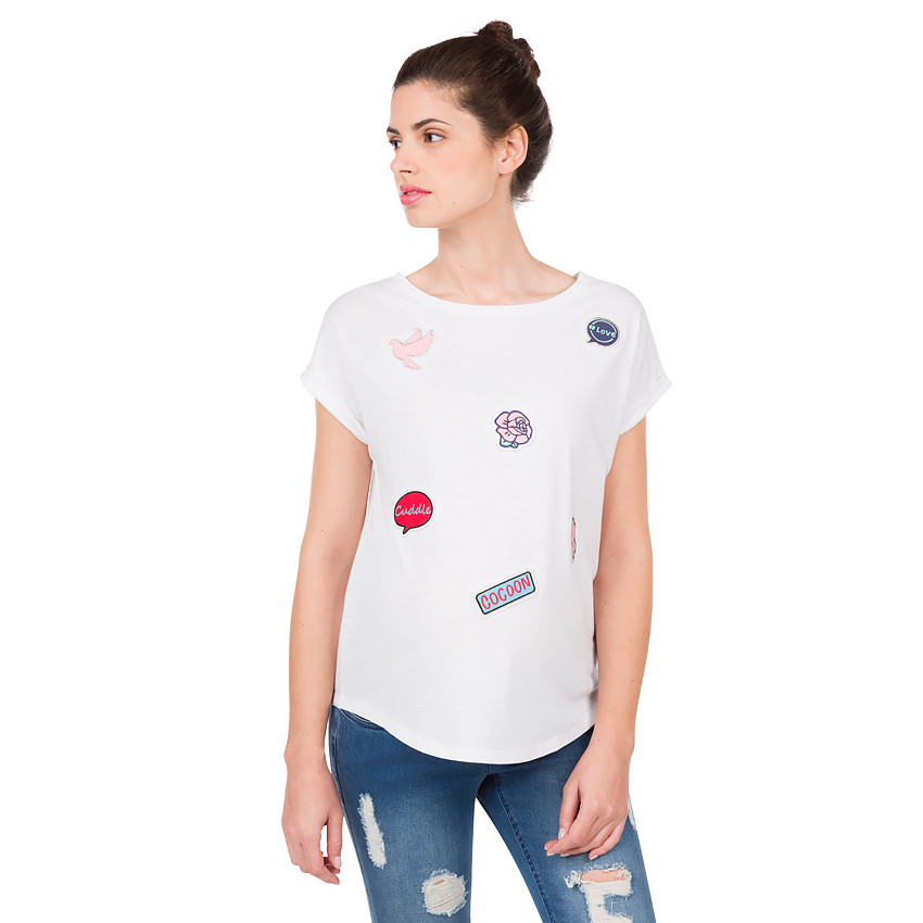 Tee-shirt manches courtes de grossesse à badges 