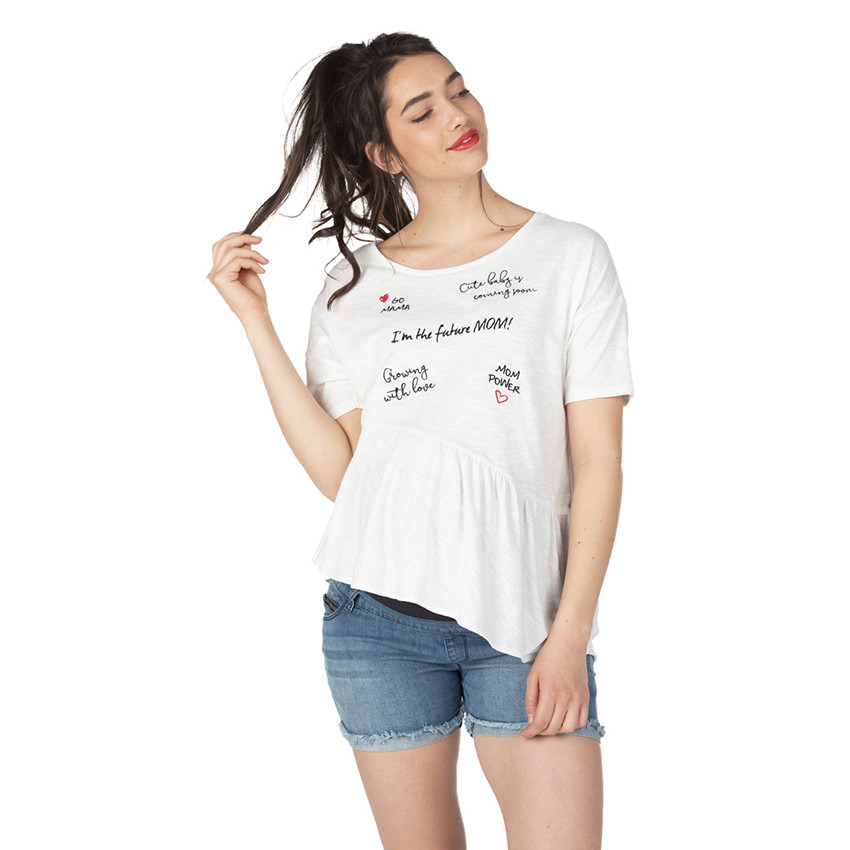 Tee-shirt manches courtes de grossesse avec inscriptions 
