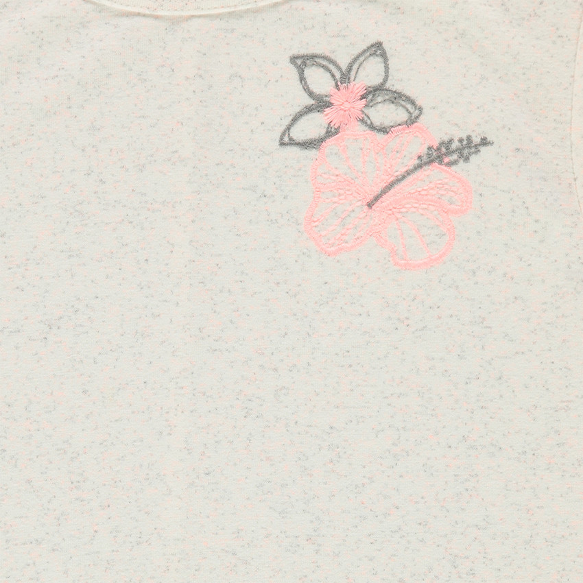 Junior - Tee-shirt manches courtes en jersey fantaisie avec fleurs brodées 