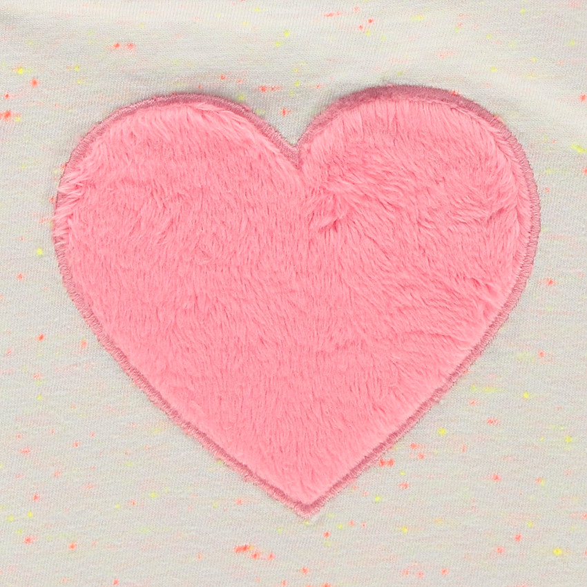 Tunique en maille effet neps avec coeur sherpa et épaules ajourées 