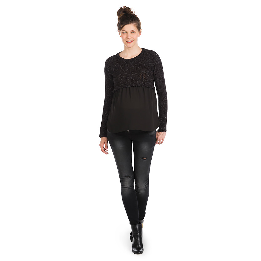 Pull de grossesse bi-matière  