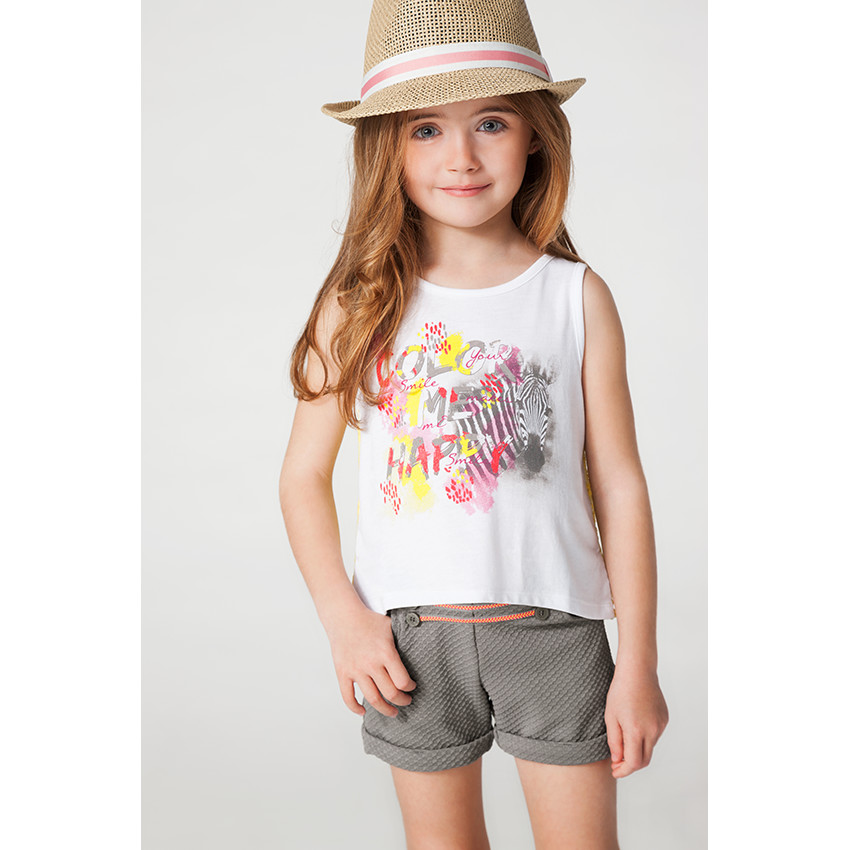 Top sans manches printé et dos en tulle 