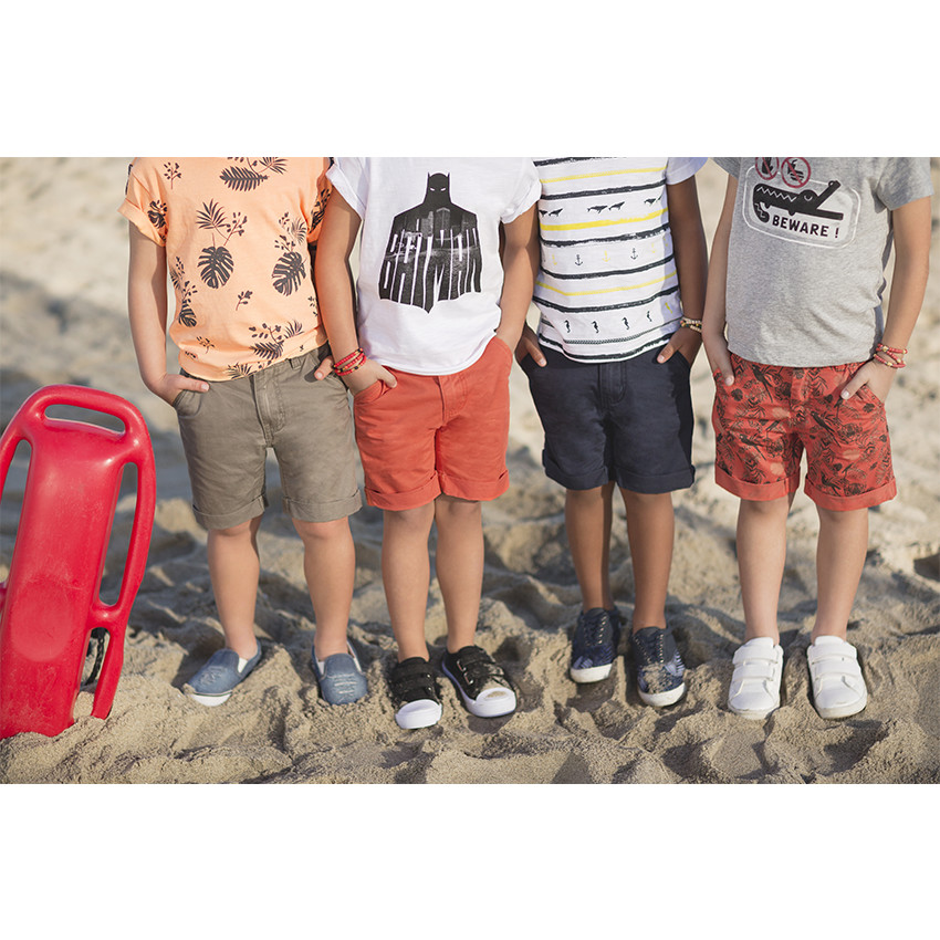 Bermuda en twill surteint avec ceinture amovible style lacet 