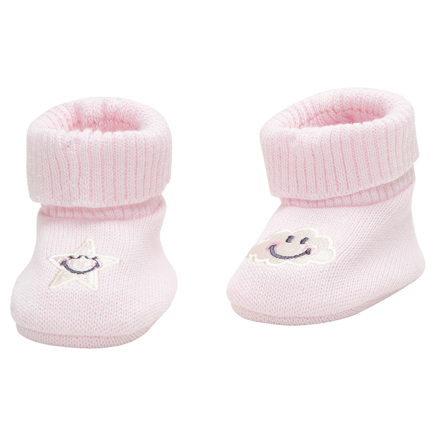 Chaussons en coton bio avec nuage brodé Smiley 