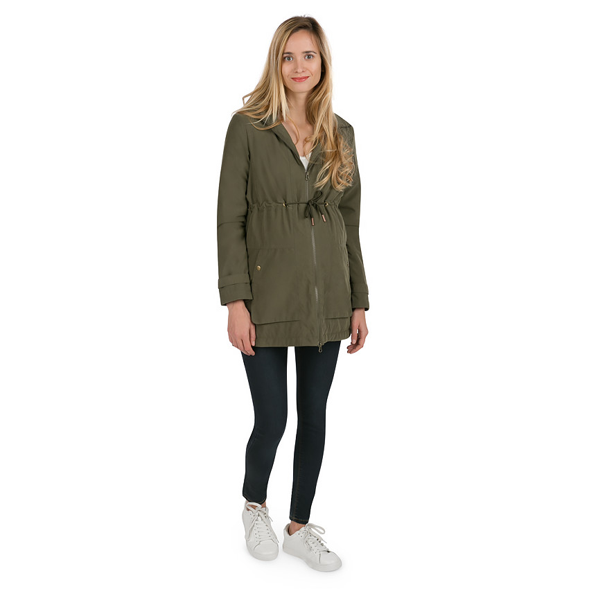 Veste de grossesse en twill kaki doublée sherpa 