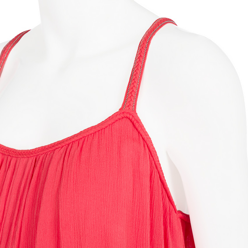 Robe longue de grossesse en crépon unie avec bretelles tressées 