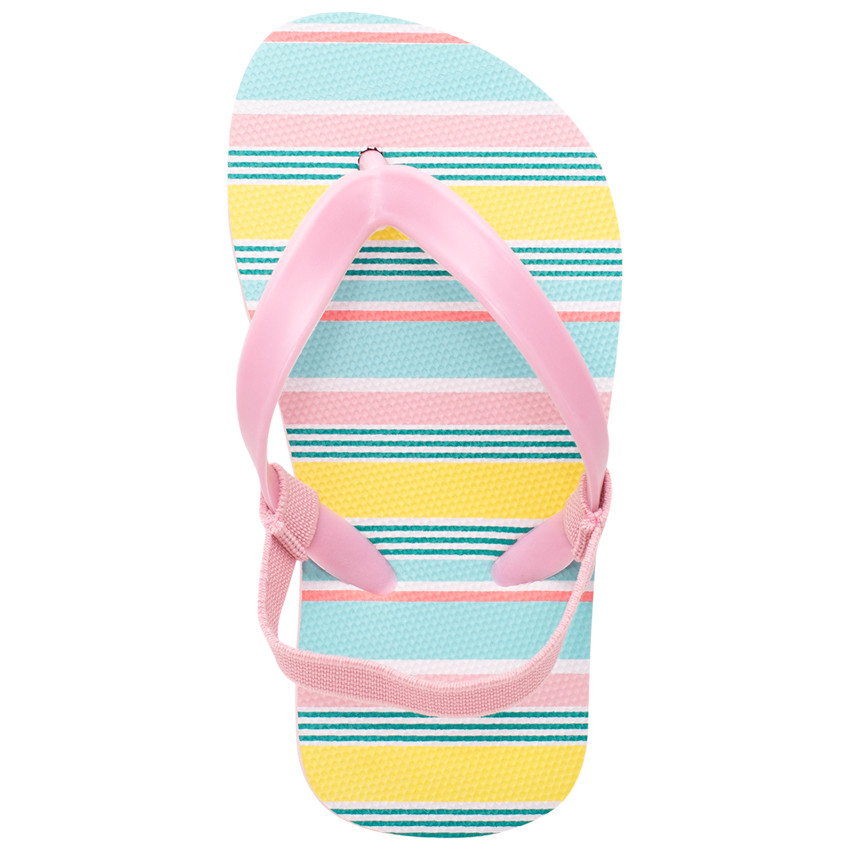 Tongs à rayures et lanière élastiquée 