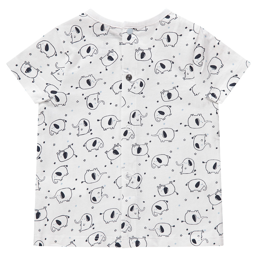T-shirt manches courtes en coton avec éléphants imprimés 