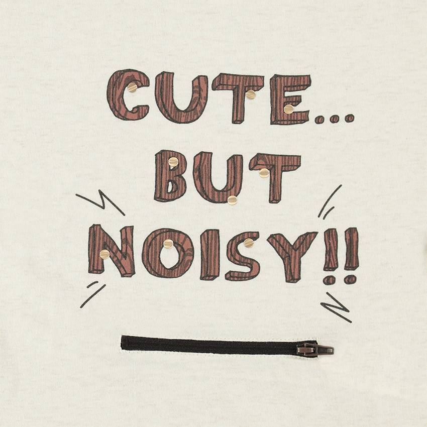 Tee-shirt manches courtes en jersey chiné avec zip et inscription printée 