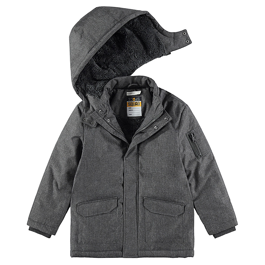Parka chinée doublée sherpa avec capuche amovible et poches 