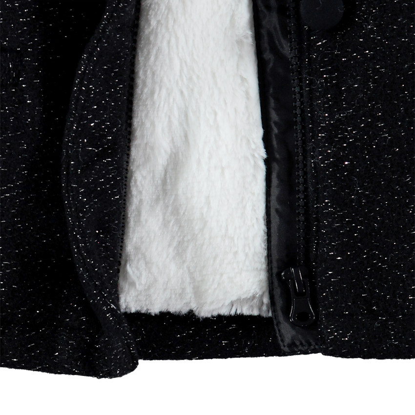 Manteau à capuche en drap de laine doublé sherpa 