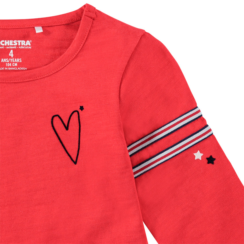 Tee-shirt manches longues en jersey avec motifs printés et bandes appliquées 