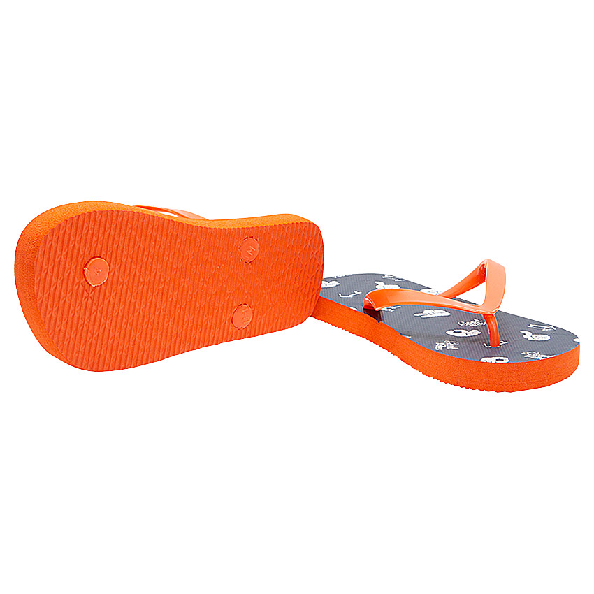 Tongs avec mains printées et bride orange 