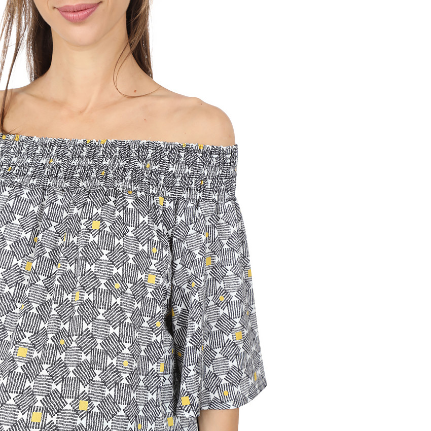 Robe de grossesse imprimée all-over avec col élastiqué 