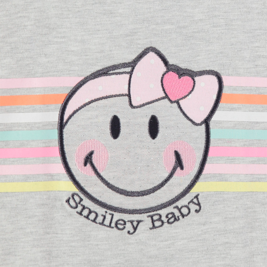 Ensemble tunique à rayures print Smiley Baby et legging rose 