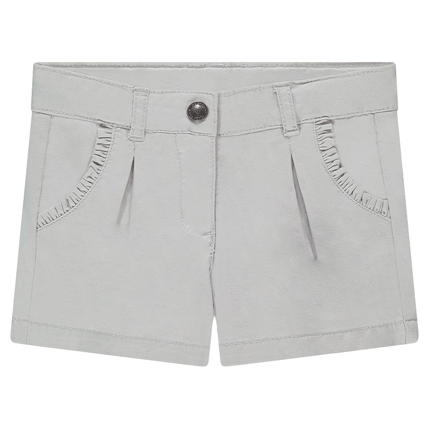 Short en twill avec volants sur les poches 