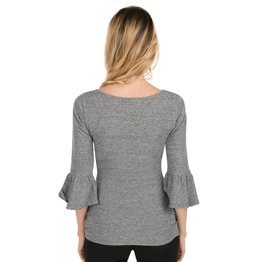 Tee-shirt de grossesse à manches 3/4 volantées 