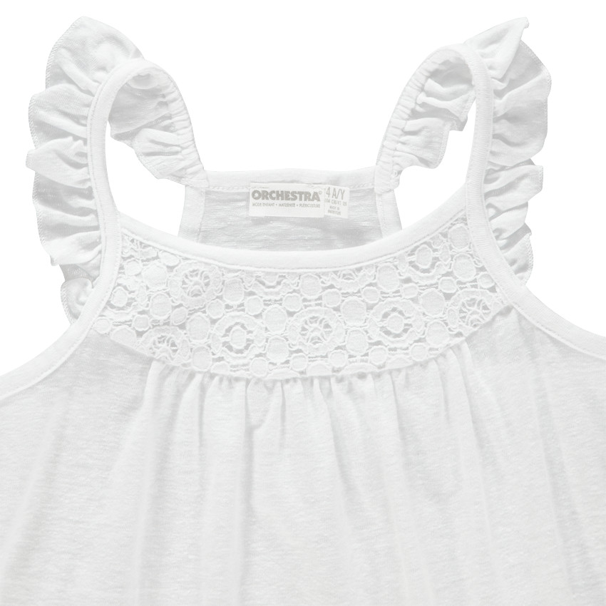 Débardeur en coton chiné avec bretelles volantées 