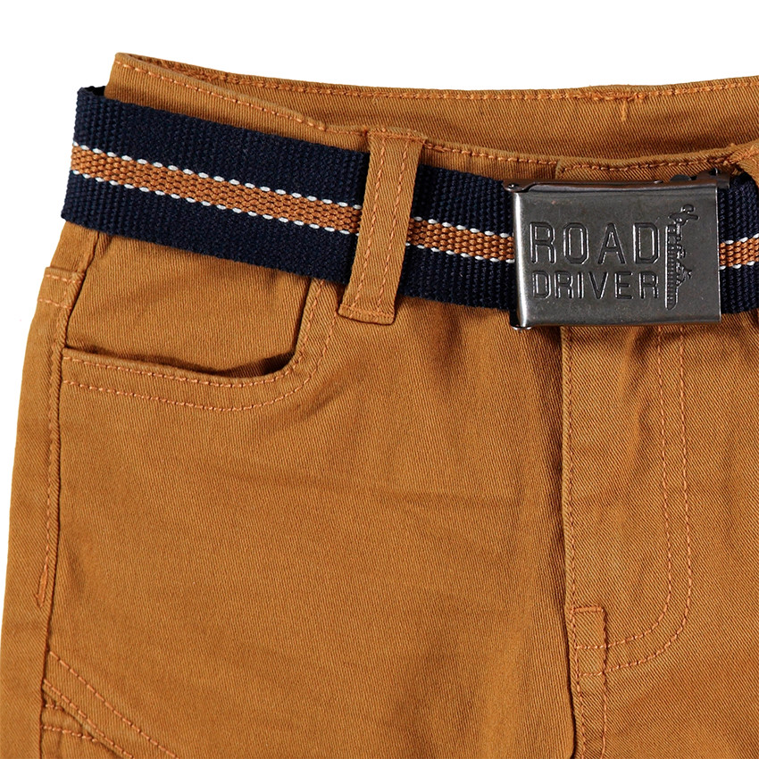 Pantalon en coton surteint effet crinkle avec ceinture amovible 