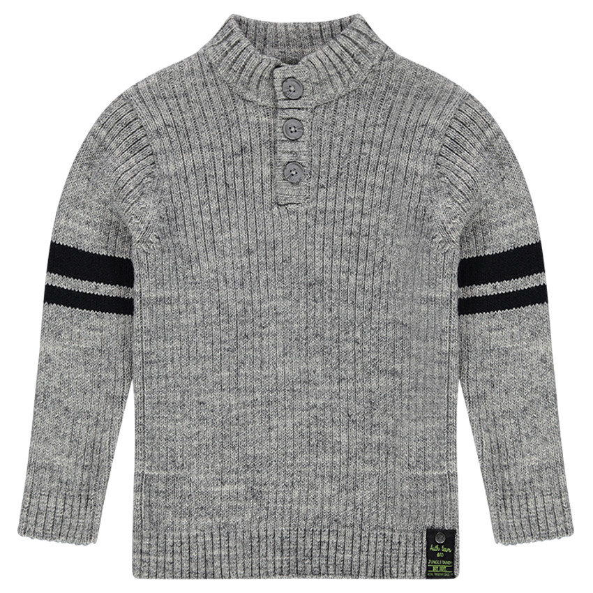 Pull côtelé avec bandes sur les manches 