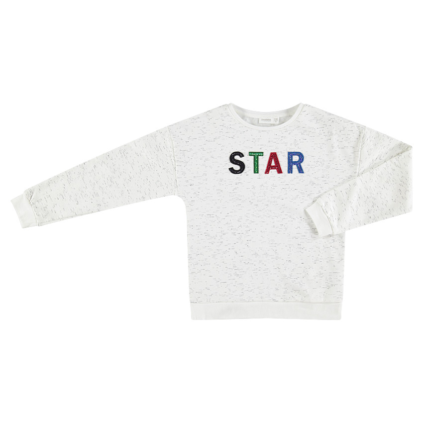 Junior - Sweat en molleton chiné avec lettres en sequins 