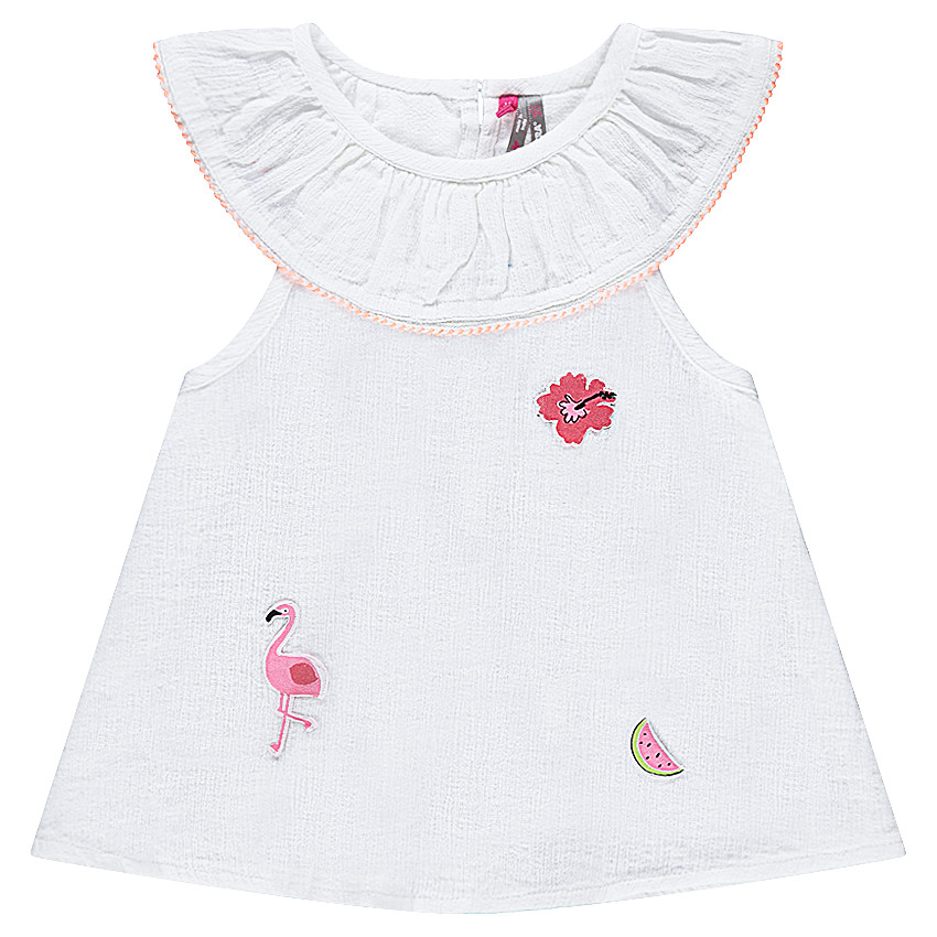 Top en voile de coton armuré avec badges patchés 