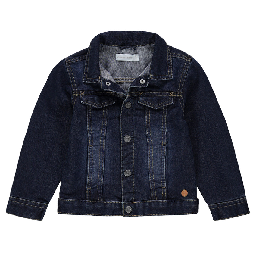 Veste en jeans effet used avec poches pressionnées 