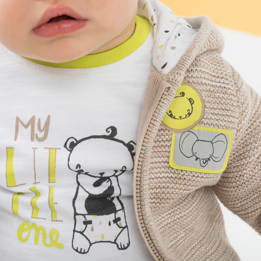 Gilet à capuche en tricot avec badges animaux patchés 