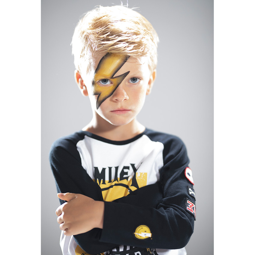 Tee-shirt manches longues raglan avec print Smiley et badges 