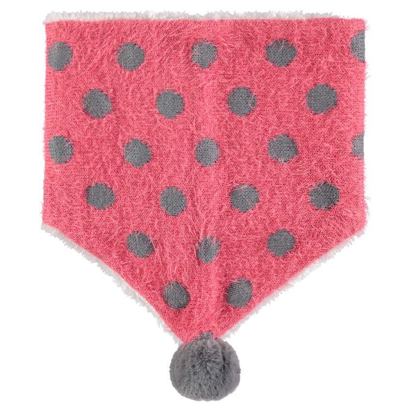 Snood en tricot poil doublé sherpa avec pompon 