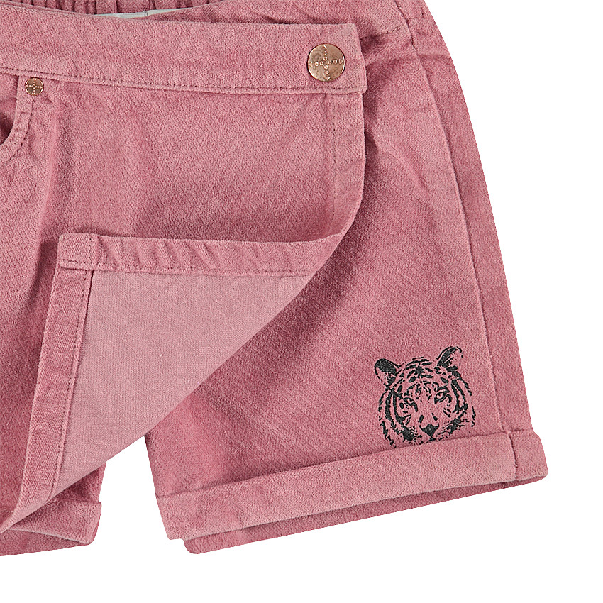 Jupe-short en velours ras avec zèbre patché en fil brillant 