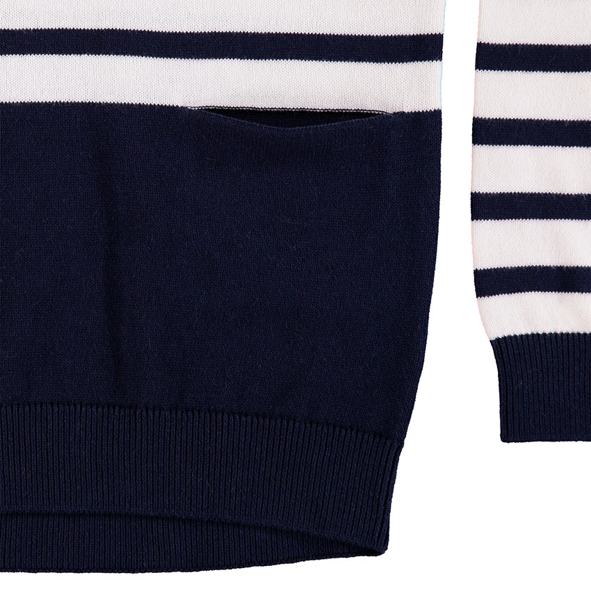 Junior - Pull en tricot à rayures et inscription en relief 