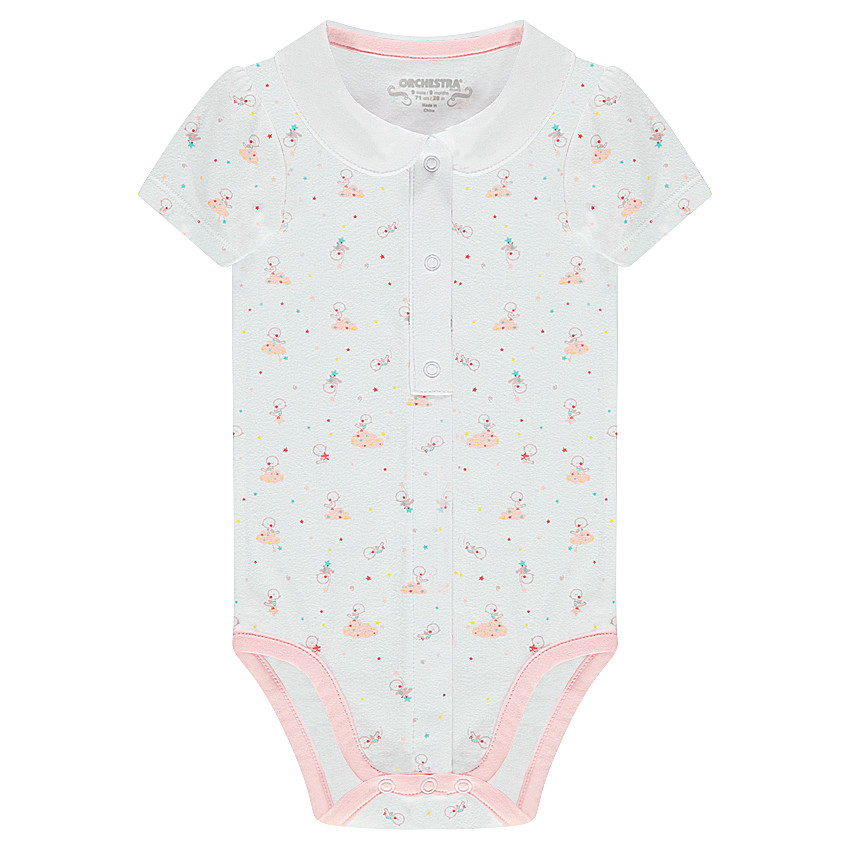 Body manches courtes imprimé all-over avec col Claudine 