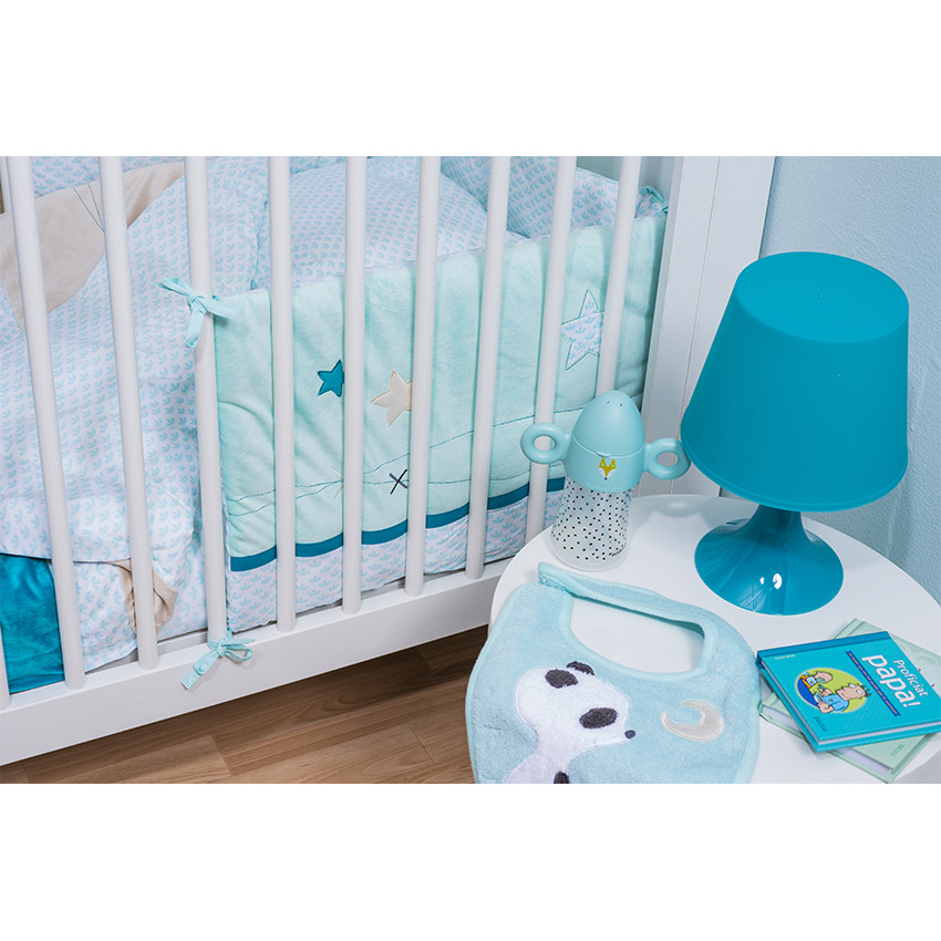 Tour de lit en popeline et velours avec étoiles brodées 