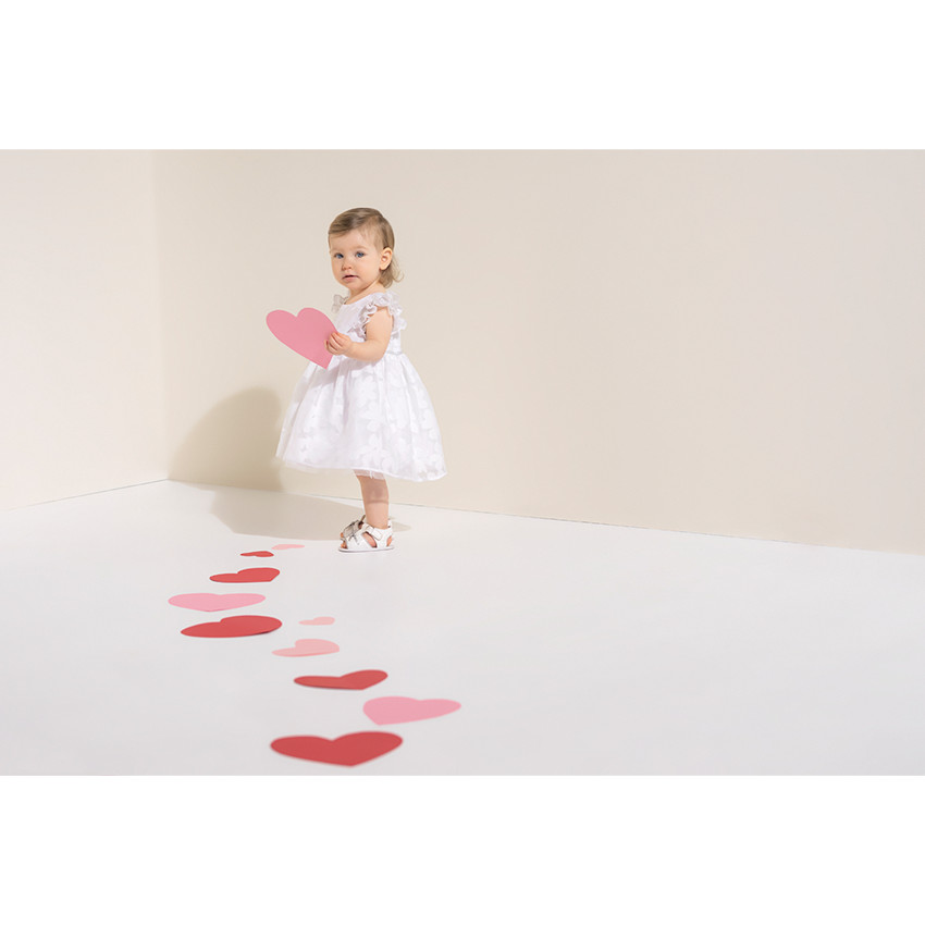 Robe de cérémonie en tulle avec fleurs en ton sur ton 