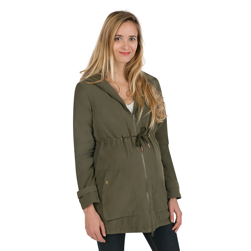 Veste de grossesse en twill kaki doublée sherpa 