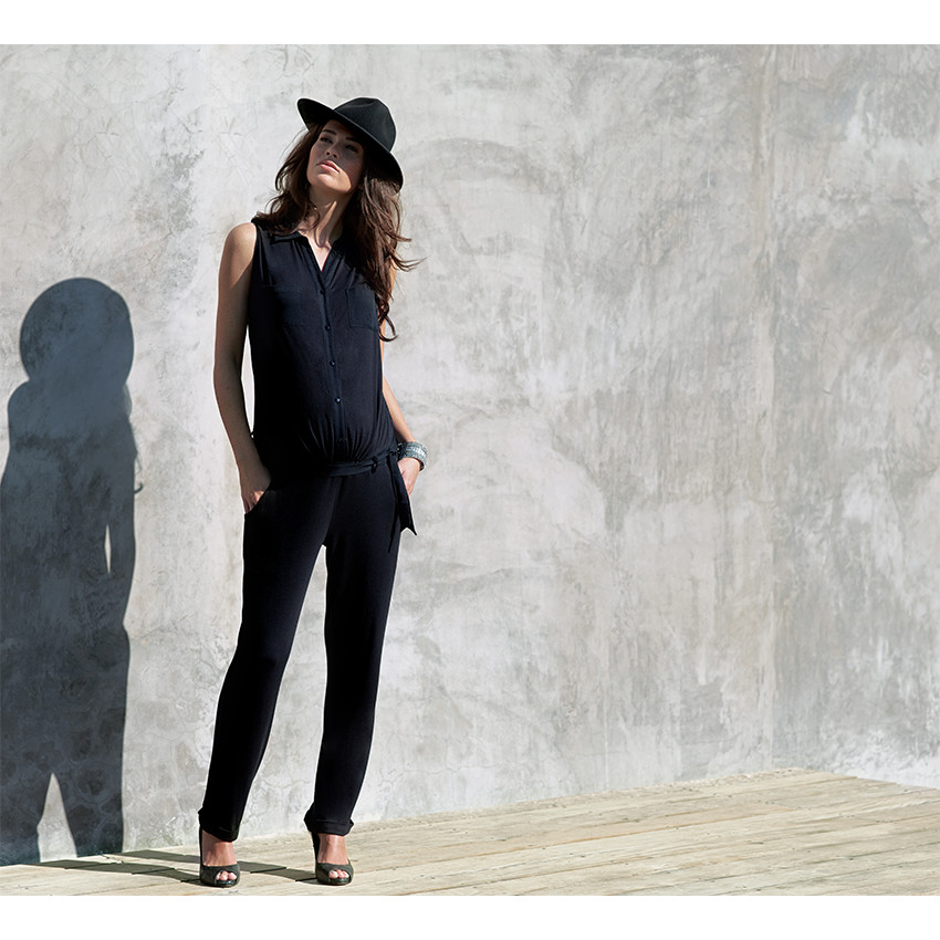 Combinaison longue de grossesse à poches et ceinture 