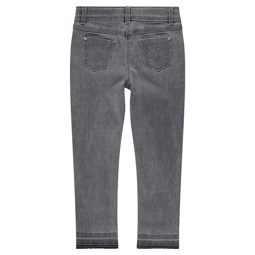 Jeans effet used et crinkle avec fantaisies sur les jambes 