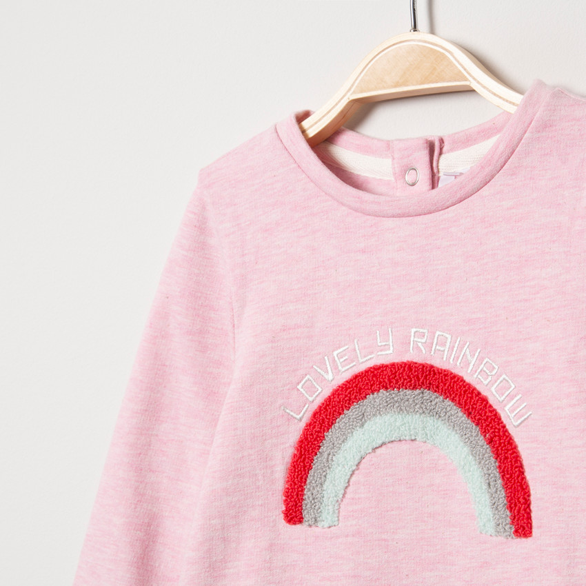 Robe manches longues en maille chinée avec arc-en-ciel en bouclette 