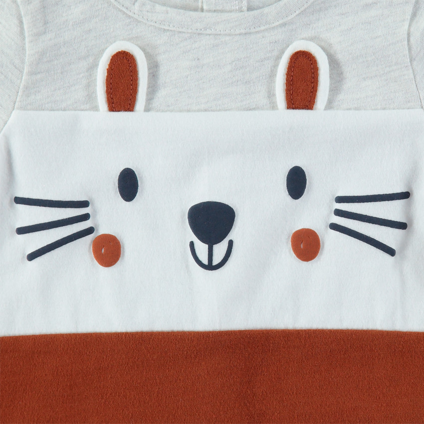 T-shirt manches longues en jersey tricolore avec détails printés 