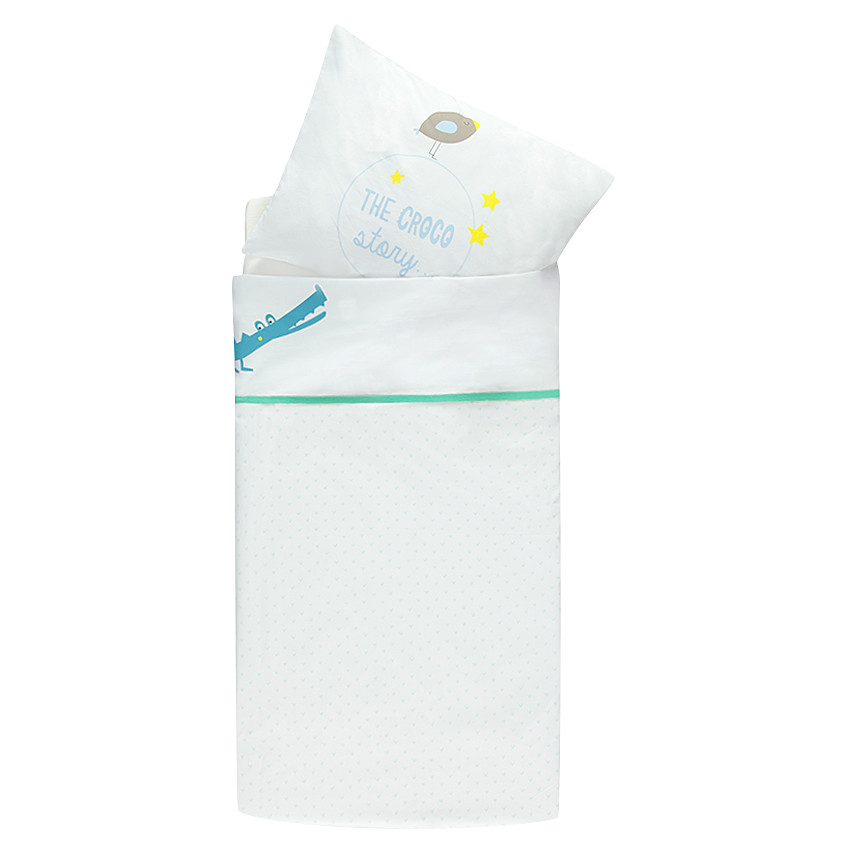 Parure drap + taie d'oreiller pour berceau motif crocodile - 113 x 83 cm -  