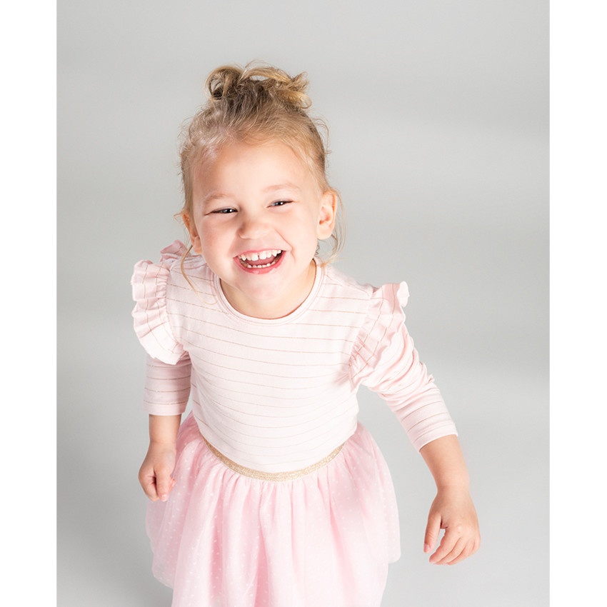 Tee-shirt manches longues en jersey à fines rayures dorées 