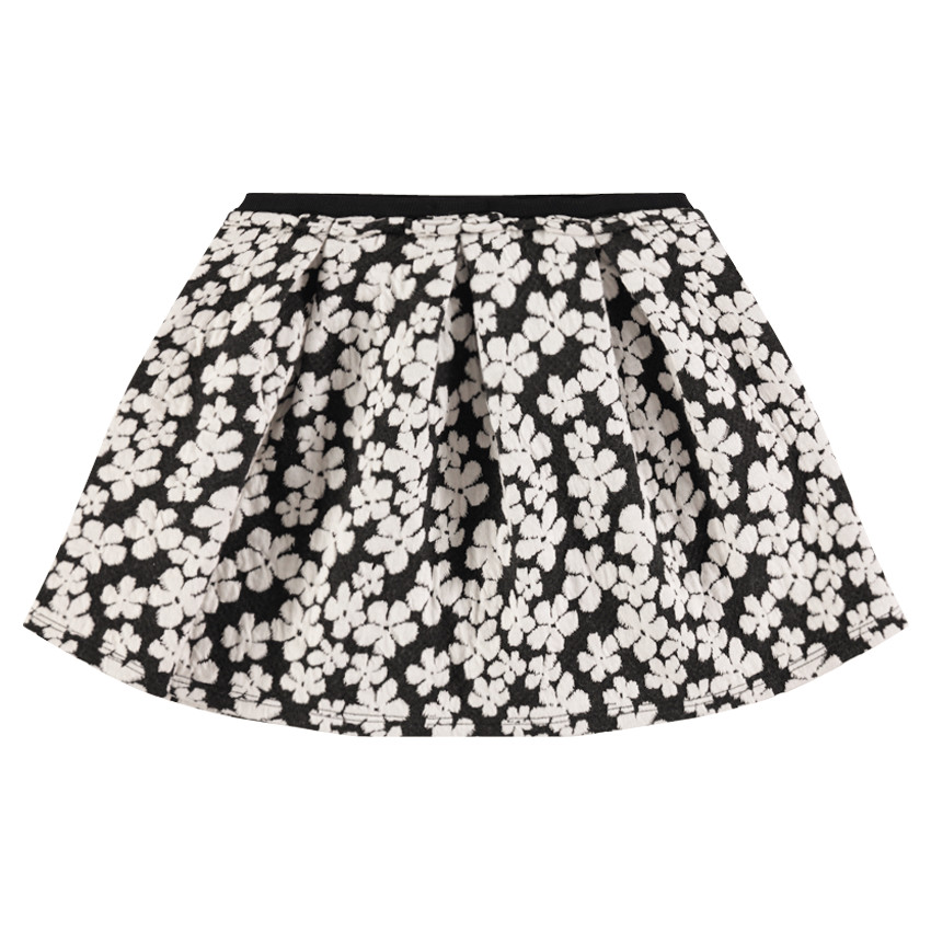 Jupe volantée avec fleurs en jacquard 